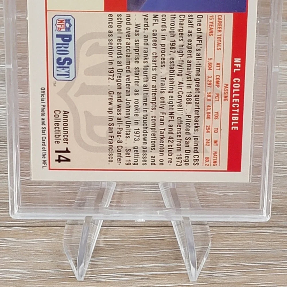 1989 Pro Set Dan Fouts Signed Autographed Card 14 CBS Sports San Diego Chargers
